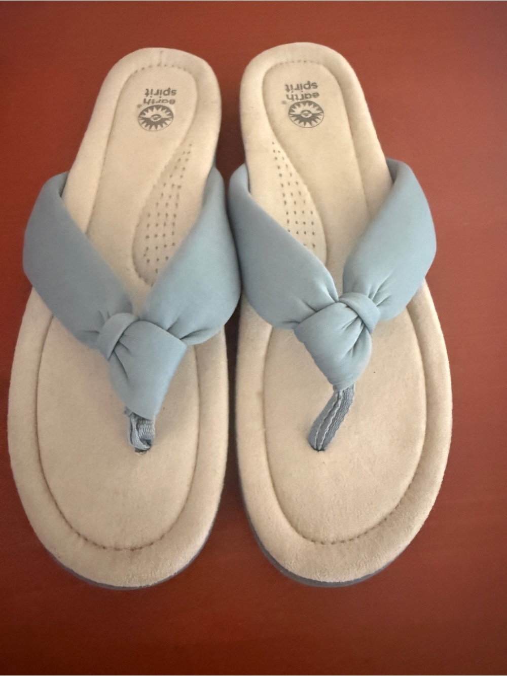 Earth Spirit Blue Knotted Thong Comfort Sandals Size 9.5 Cushion Flip Flops - Picture 2 of 5